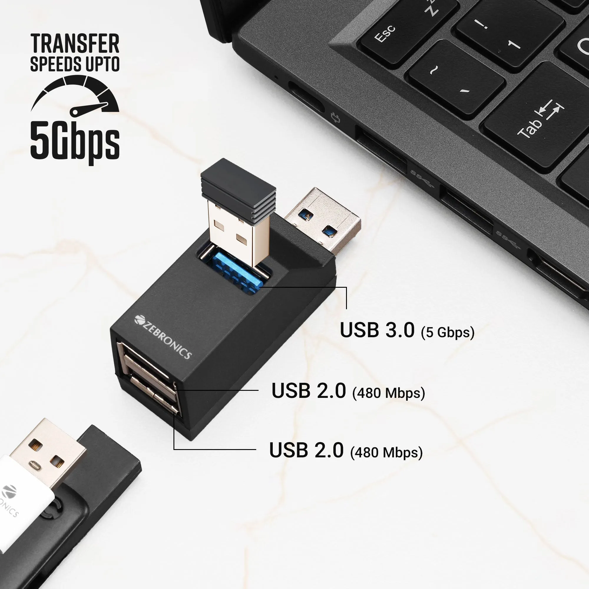 Zebronics USB Hub 3 Port 3.0 | 2.0 180HB view 5